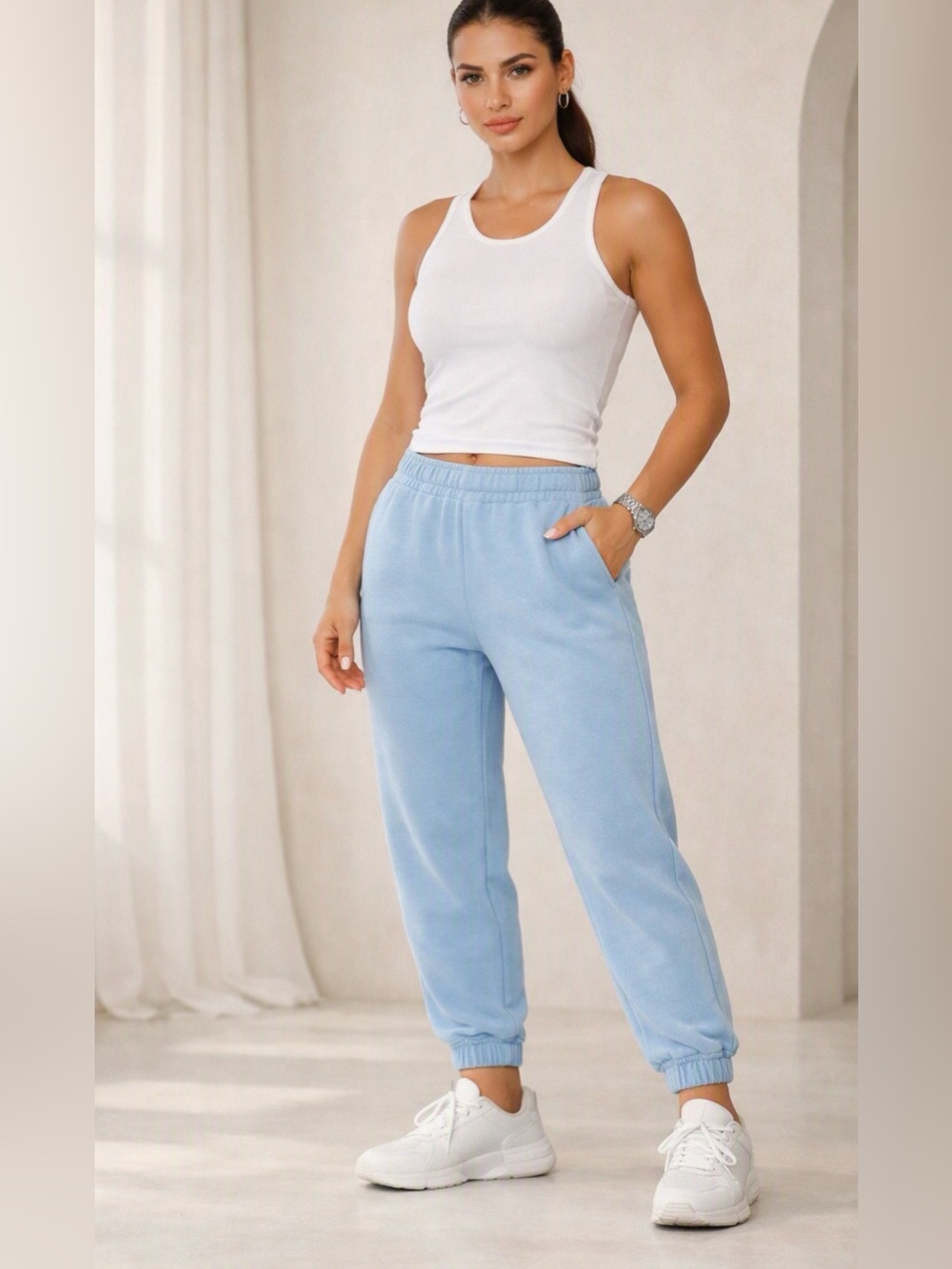 Yogalicious Light Blue Women's Fleece Jogger Pants